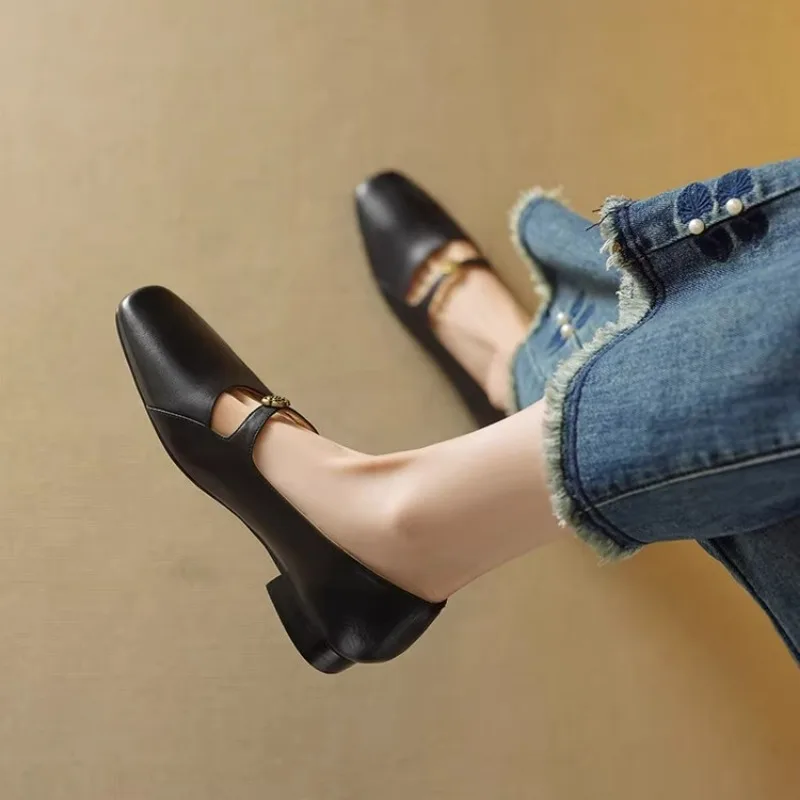 مصمم فستان كعب منخفض حذا فردي للسيدات 2025 الصيف العلامة التجارية موضة ريترو المشي الضحلة المشي أحذية نسائية ماري جين #6