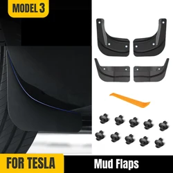 Mud Flaps for Tesla Model 3+ Highland 2024 2023 Mudflaps Splash Guards Mudguards Front Rear Fender Protector Car Accessories