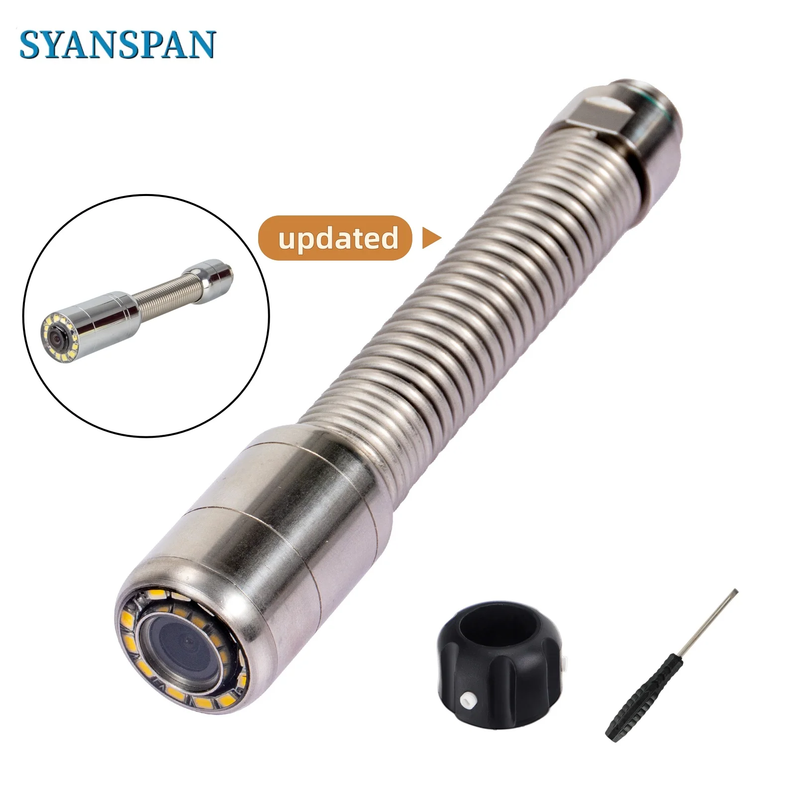 SYANSPAN 23mm Pipe Inspection Camera Accessories, Drain Pipeline Industrial Endoscope Camera 12 LED Single Lens Without Pulley
