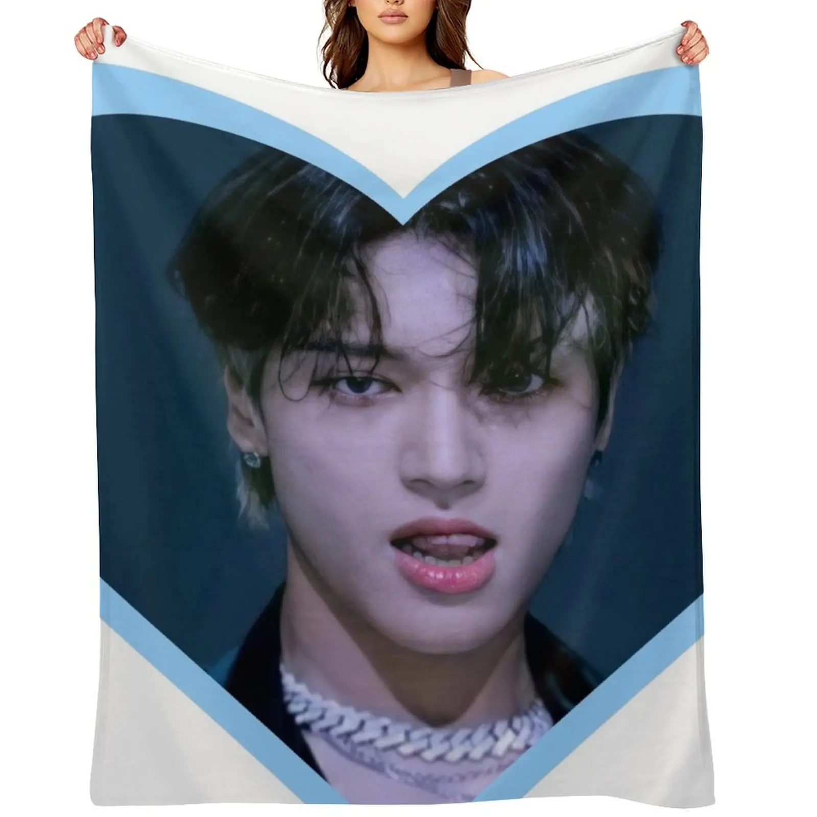 

Kpop ATEEZ Wooyoung Heart Throw Blanket sofa bed Camping valentine gift ideas Bed Fashionable Blankets