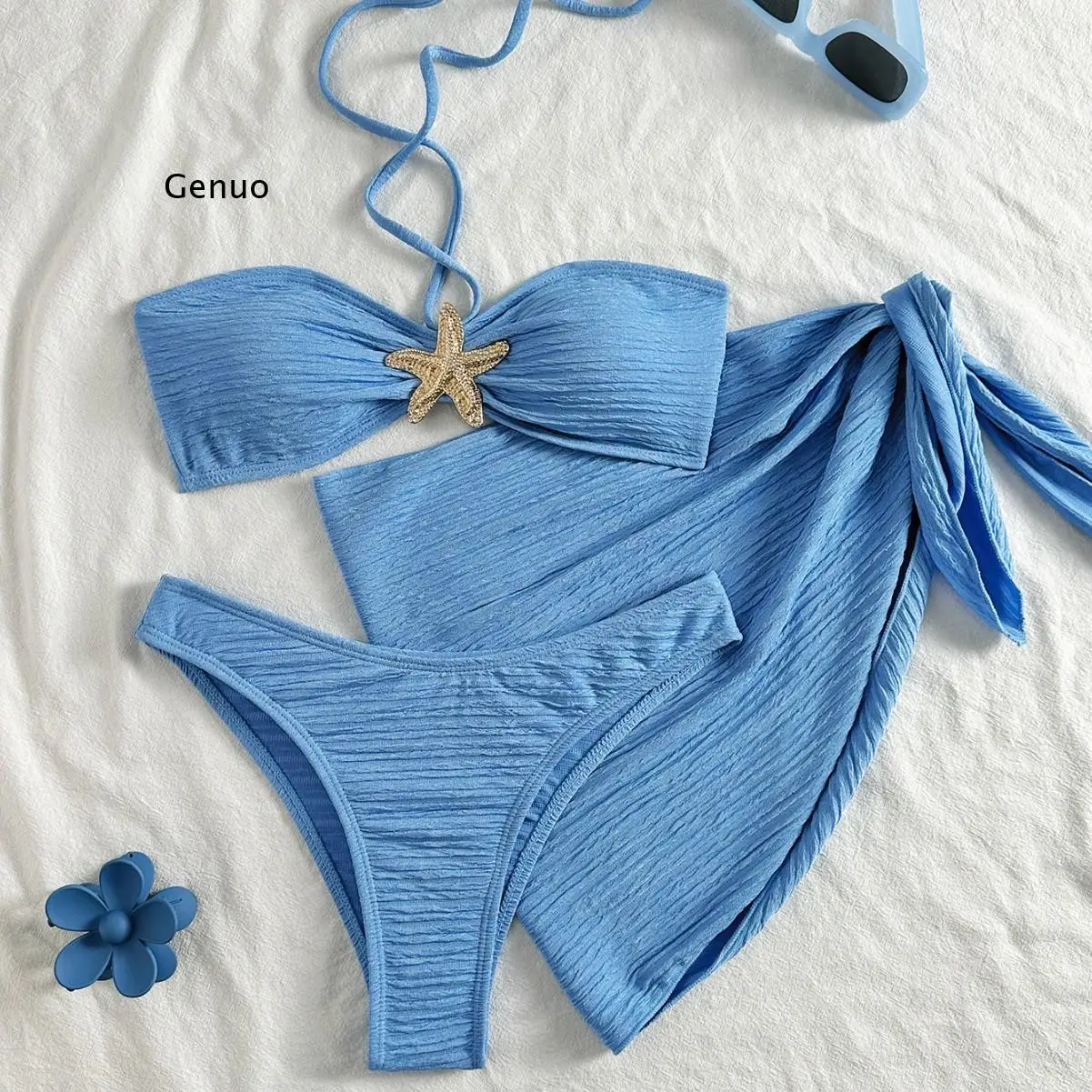 

Push Up Halter Bikini Set Ruched High Cut Bathing Suit Swimwear