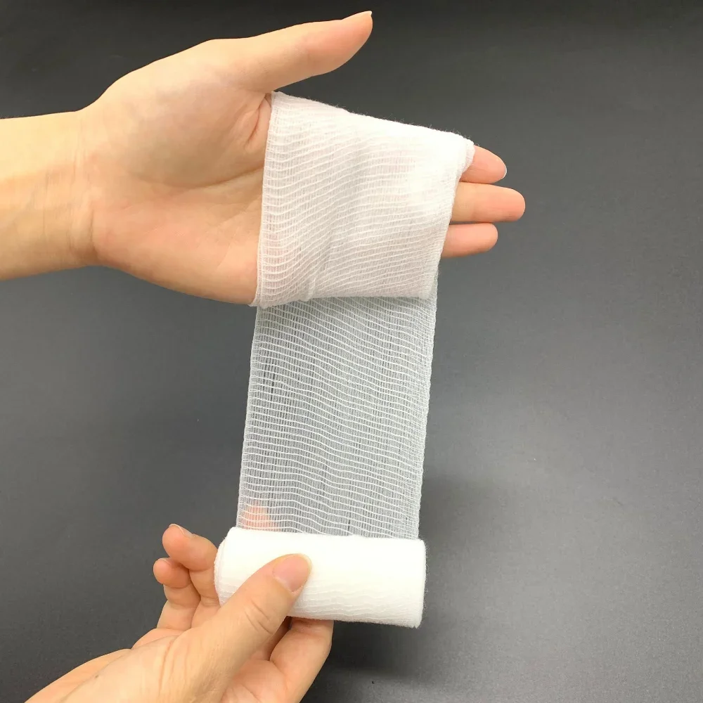 7.5cm x 4.5m 10pcs/lot PBT Elastic Bandage Medical Supply Conforming First Aid Gauze For Wound Dressing Emergency Care Cotton