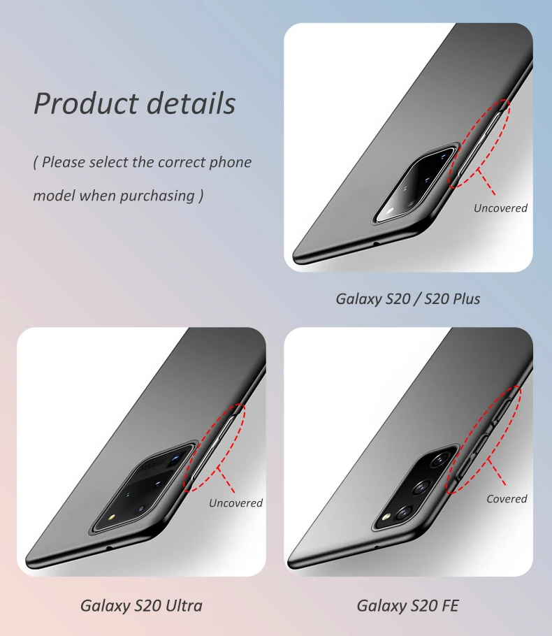 Funda a prueba de golpes para Samsung S20, carcasa de plástico duro, ultradelgada, esmerilada, para Galaxy S20 + Plus Ultra FE 5G