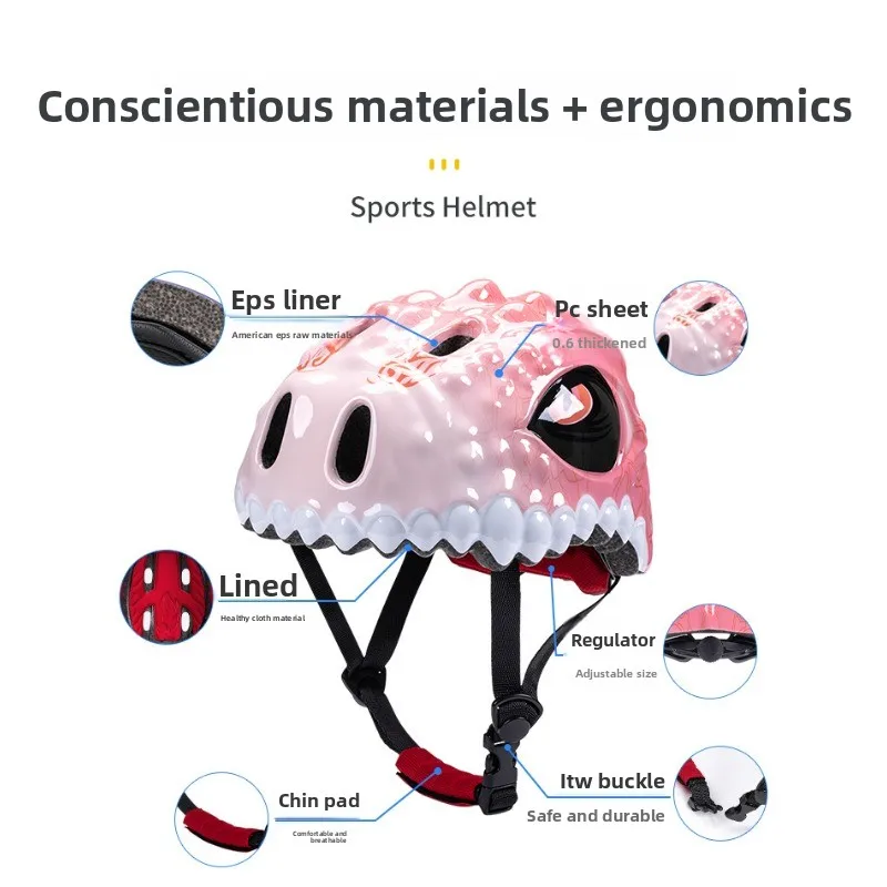 Kids Protective Safety Helmet New Cartoon Dinosaur Child Helmet for Skateboarding Roller Skating Bicycle Balance Bike paten kask view 4