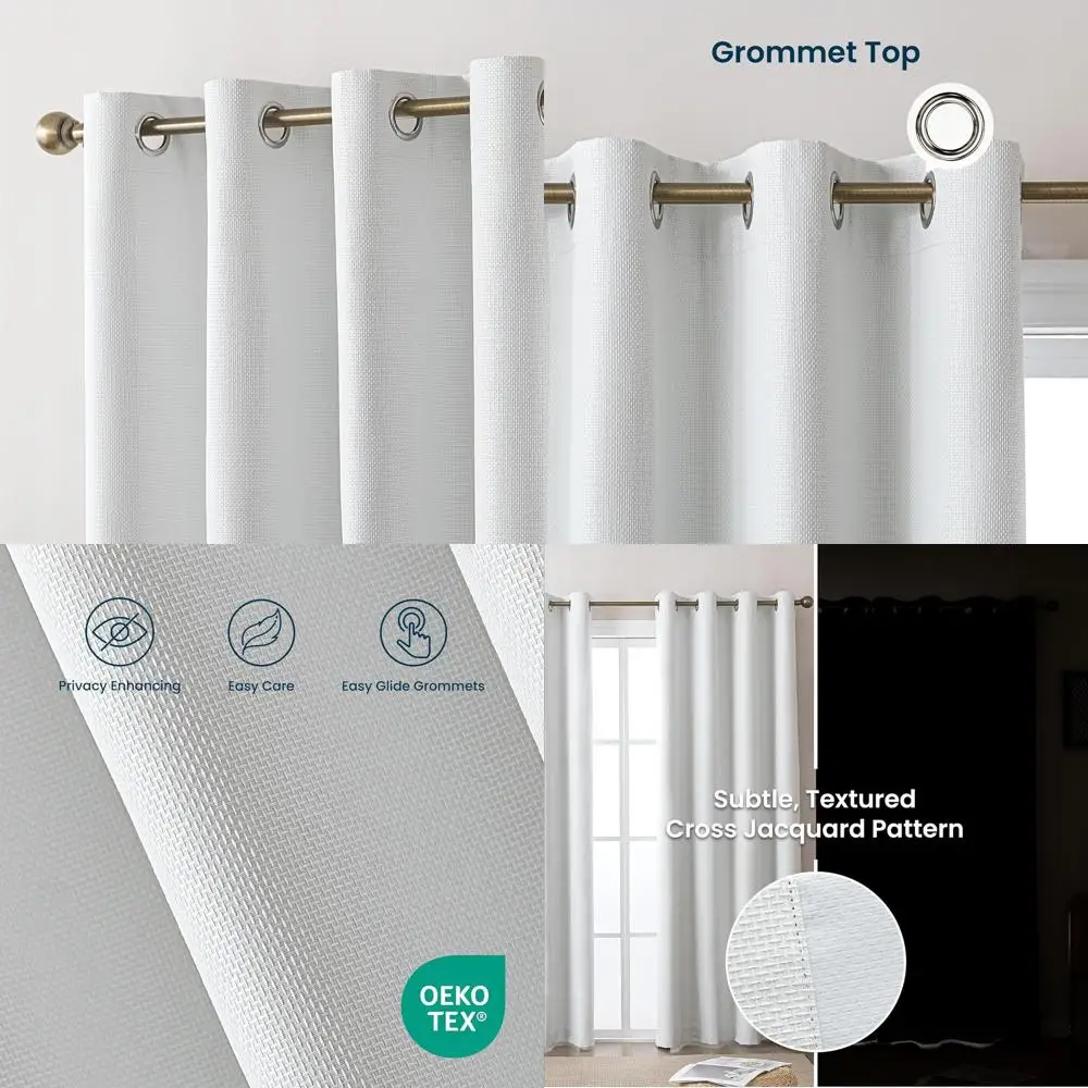 

Ivory White 100% Blackout Curtains, 52 Wide x 84 Long, 2-Panel Set for Bedroom and Living Room