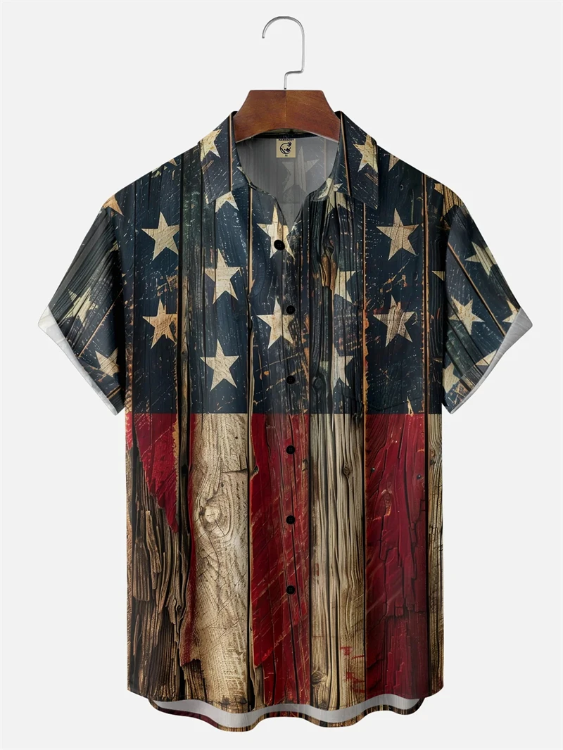 

Vintage 3D Printed America Flag Graphic Shirts For Men Clothing Hawaiian Beach Shirts Short Sleeve Y2k Top Unisex Clothes Blouse