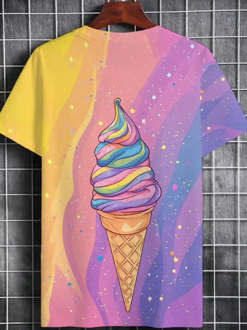 

2025 Tee Shirts Tops Ice Cream Graphic 3D Printed T-shirt Men Women Fashion Summer Crew Neck Short Sleeve New Kids Tees Trendy