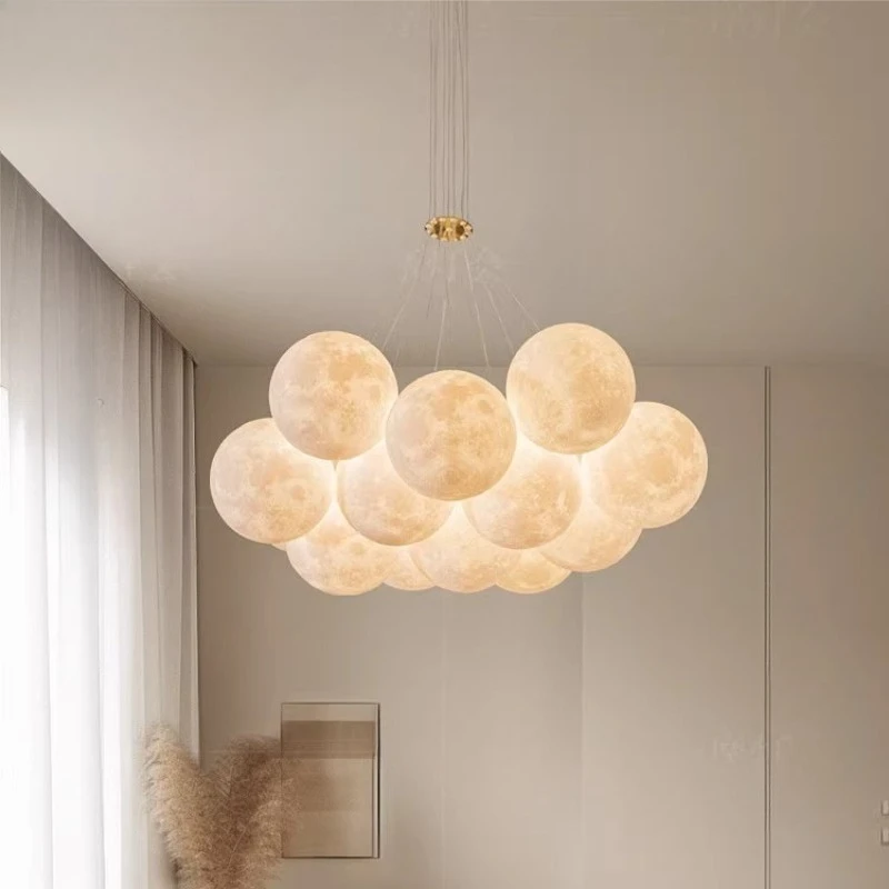 

Moden Creative Multi-head Acrylic Moon LED Pendant Lights Living Room Bedroom Restaurant Kitchen Adjustable Height Hanging Lamps