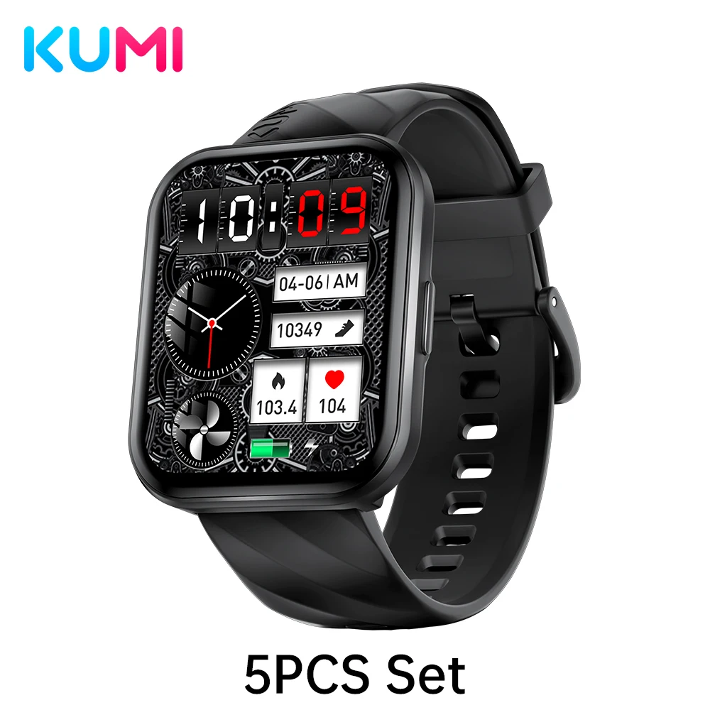 

5 шт. KUMI KU6 Meta Смарт-часы IP68 Водонепроницаемые 1,96 дюйма 100 + изысканный циферблат с компасом Bluetooth Вызов Обнаружение жизни
