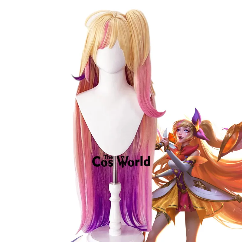 LOL Star Guardian Seraphine 100cm Long Straight Games Cosplay Wigs Fiber Heat Resistant Synthetic Hair + Wig Cap