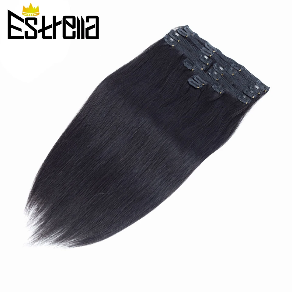 Brazilian Straight Remy Hair Clip In Hair Extensions Human Hair 9Pieces/Set Full Head For Black Women 8-26 Inches Free Shipping