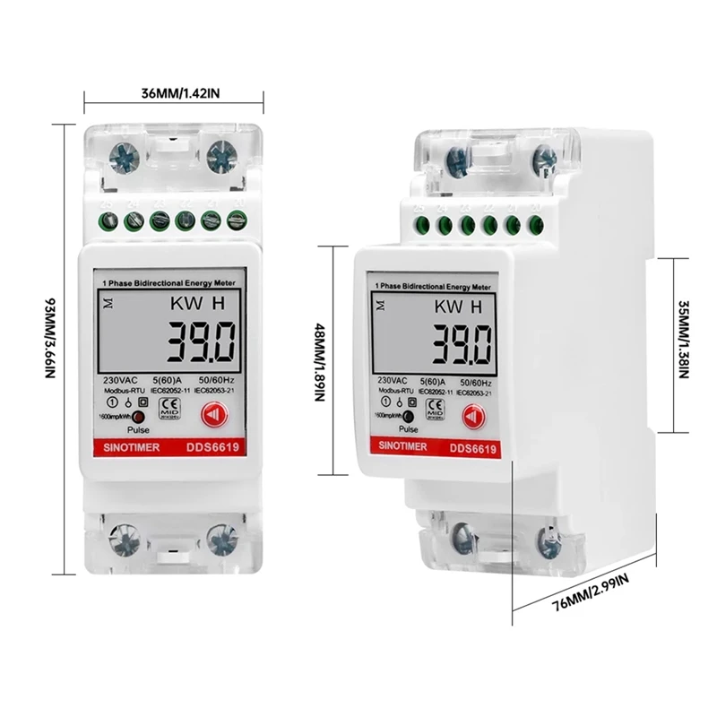 Novo medidor de energia monofásico de trilho din 2p multifuncional ac220v 5(60)a medidor de energia de energia de corrente de tensão com rs485 modbus