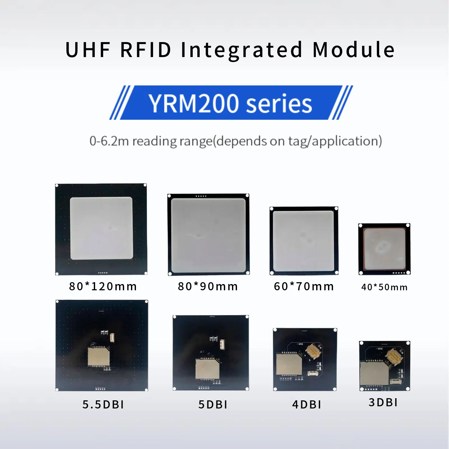YRM200 Mini Embedded UHF RFID Reader/Writer for Raspberry Pi Access Control | 3-5.5dBi Antenna, 50*50mm TTL Integrated Module