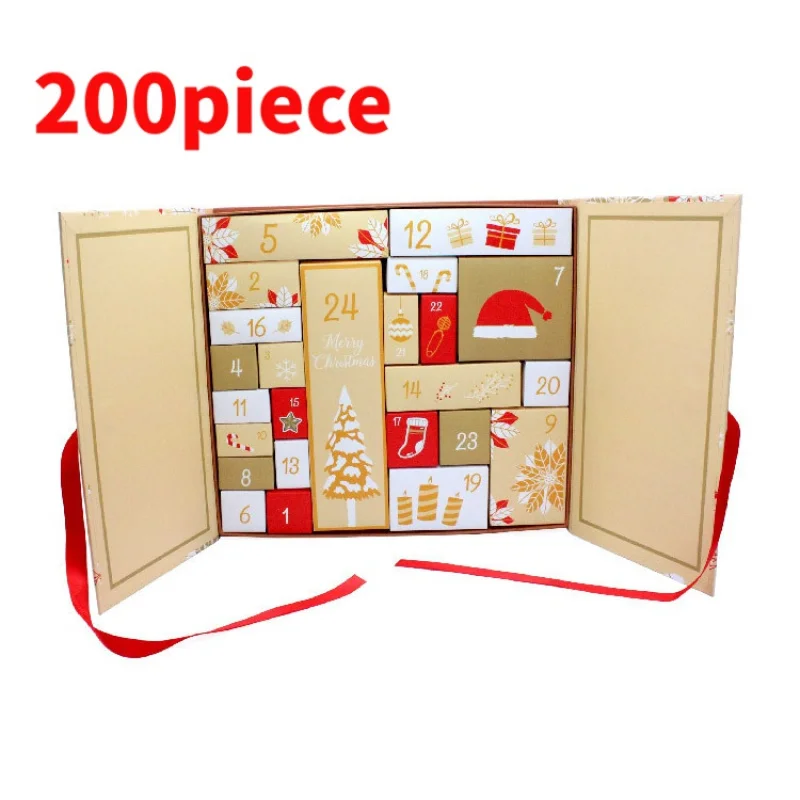 20 0piece.Custom.2025 Advent Calendar Box Paper Boxes Countdown 24 Empty Cabinet Surprise Navidad Gifts B