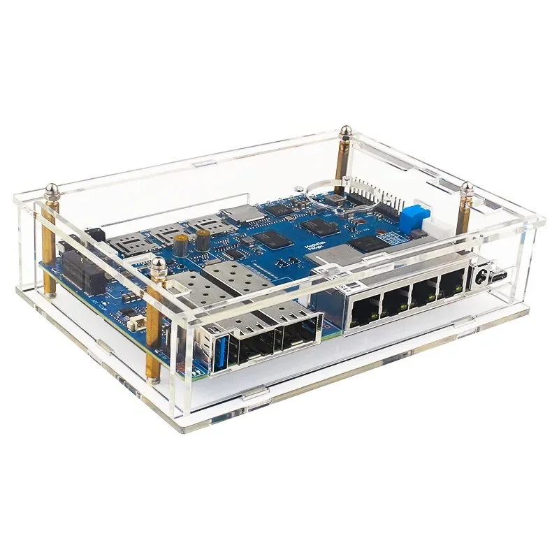 Banana Pi BPI-R4 Acrylic Case Transparent Shell Clear Enclosure Optional Cooling Fan for Banana Pi R4