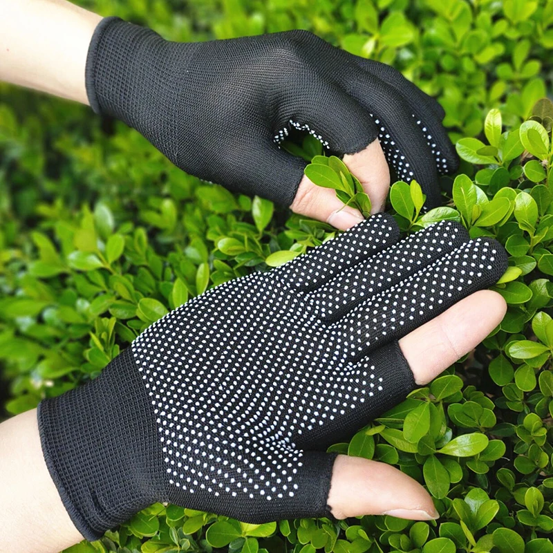 Nylon Non-slip Gloves Men Women Outdoor Riding Sport Fitness Breathable Non-slip Sunscreen Half Finger Gloves