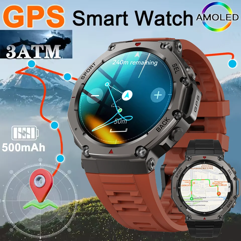 

Man Sports Smart Watch DM58 GPS Bluetooth 5.3 466*466 Watch 500mAh Battery Smartwatch Map Compass Sports Bracelet Android IOS