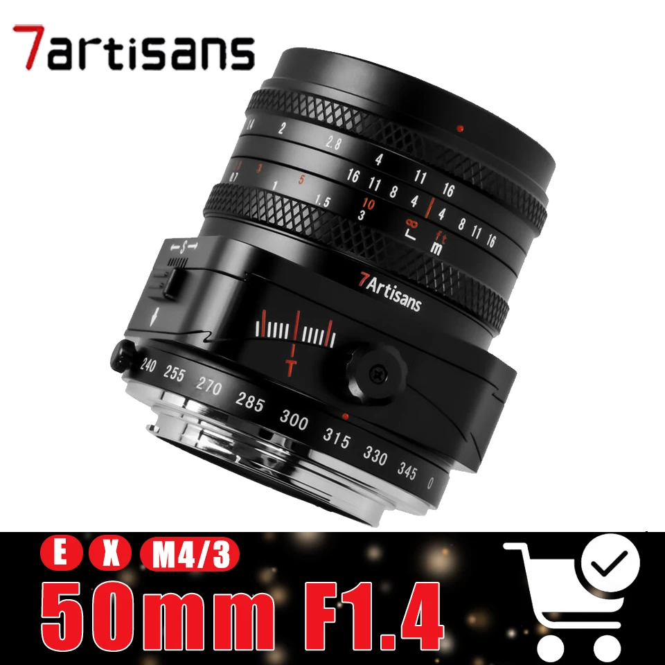 7artisans Tilt 50mm F1.4 Full Frame Manual Focus Tilt-Shift Lens Compatible with Sony E Fuji FX Olympus M43