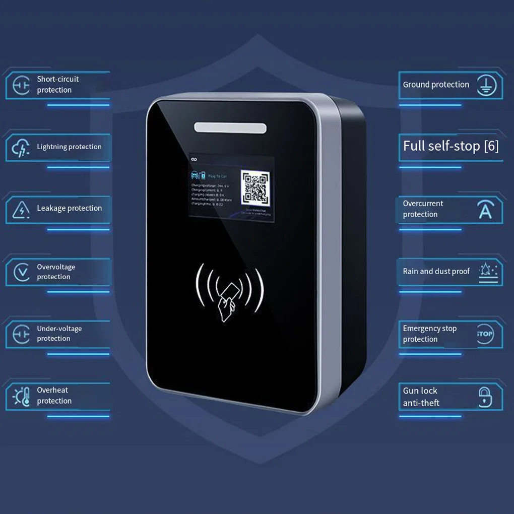 สถานีชาร์จรถยนต์ไฟฟ้าแบบ TYPE-2 พร้อม WIFI/APP/บลูทูธ หน้าจอ 4.3 นิ้ว กำลังไฟ 7KW 32A เครื่องชาร์จรถยนต์ไฟฟ้า TYPE2