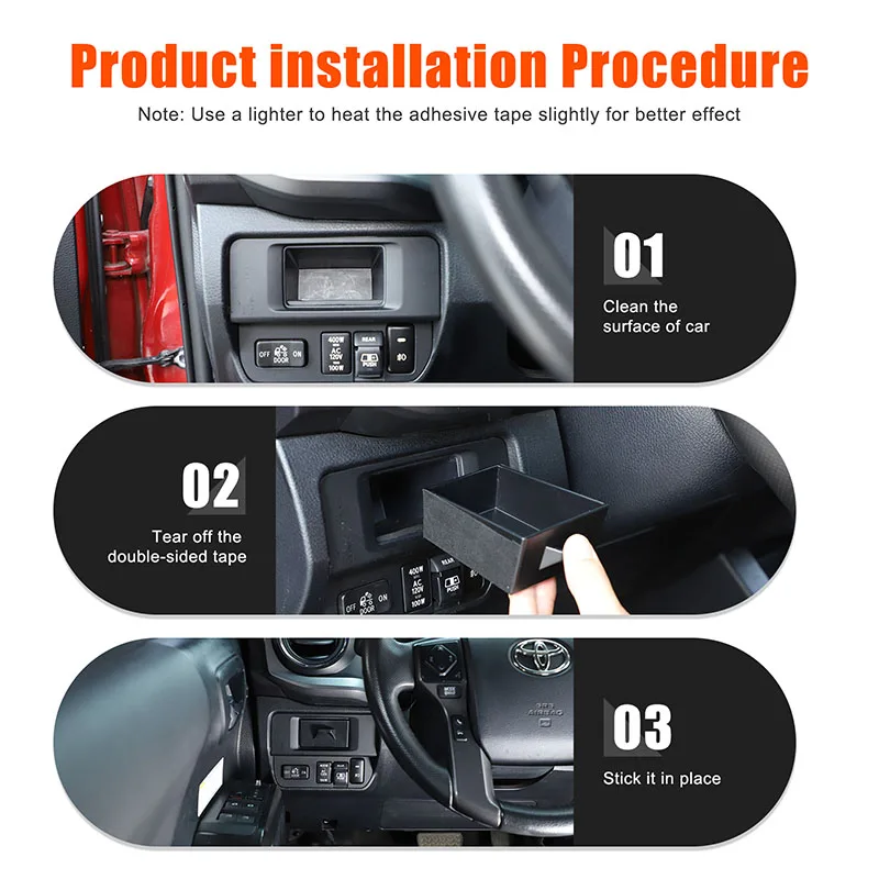 For Toyota Tacoma 2016-2022 ABS Black Car Central control Steering Wheel Left Side Drawer Storage Box Car Accessories