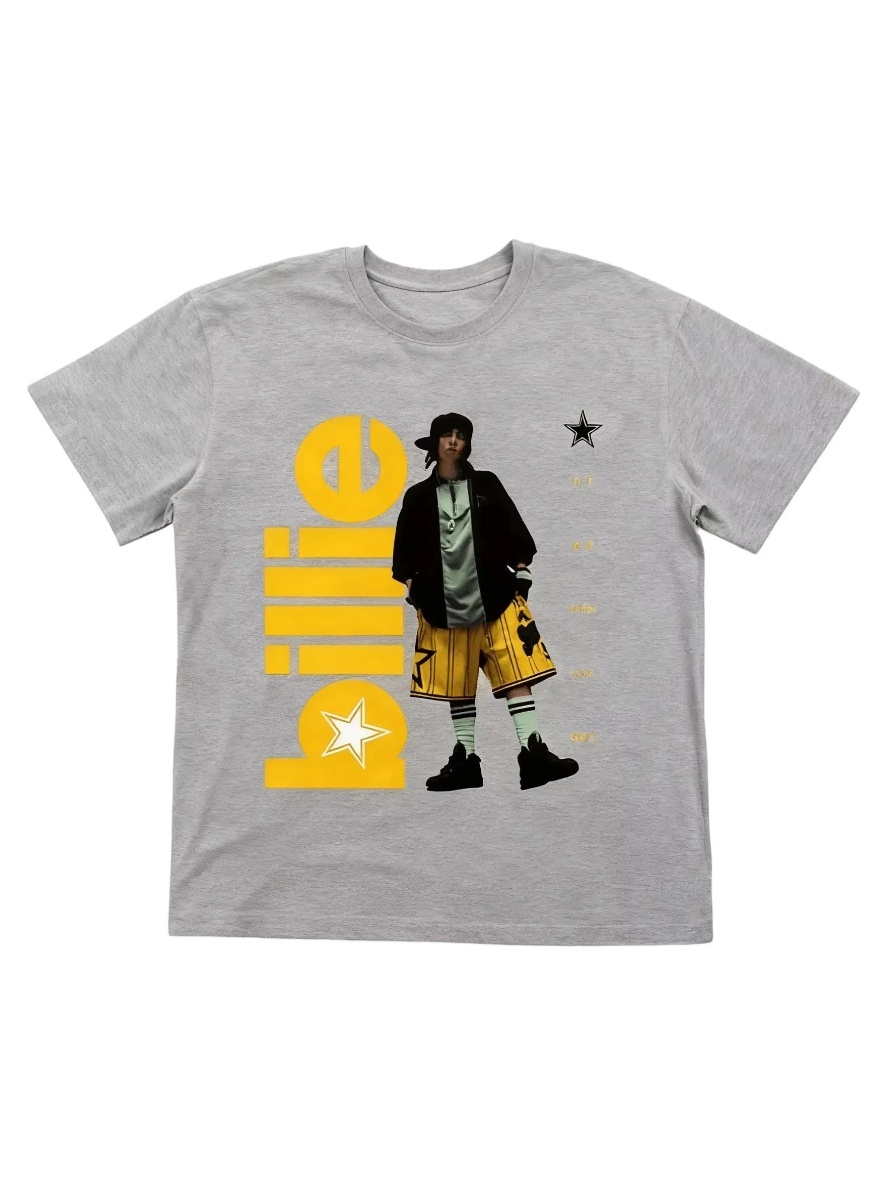 Men's T-shirt Billie Eilish Star Pattern Printed T-shirt 2026 Summer Men Women Fashion Cotton T-shirt Casual Harajuku Streetwear