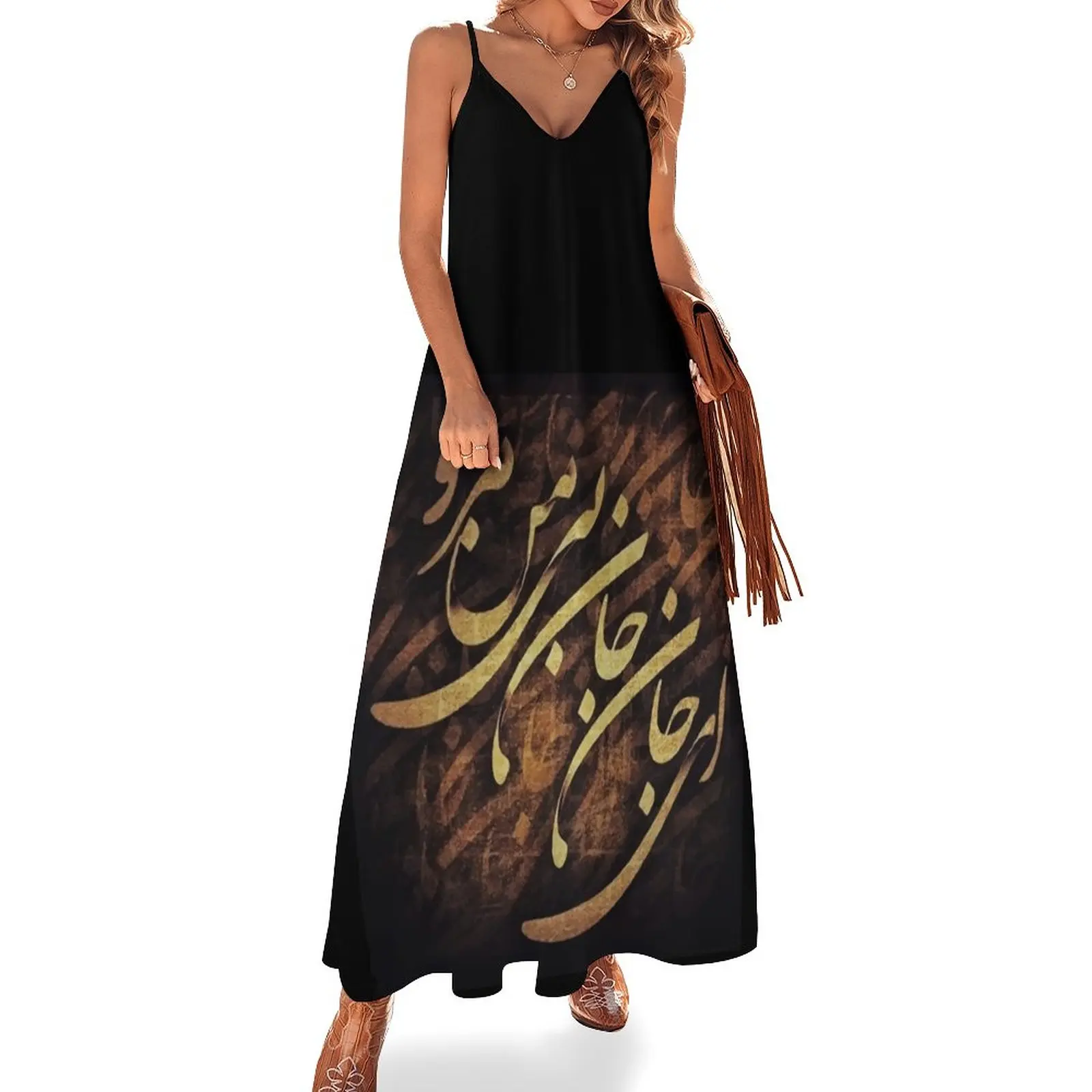 

Calligraphy of a persian poem Sleeveless Dress women dresses dresses for women 2024 luxury designer party Clothing female