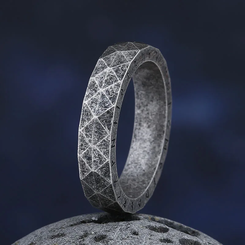 Fashion Retro 2023 New 316L Stainless Steel Creative Style Viking Norse Triangular Ring For Teens Jewelry Valentine\'s day Gift