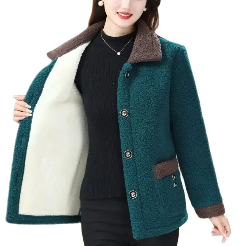 Women's Double-sided Fleece Coats Winter Faux Lambswool Overcoat Thicken Warm Fluff Jackets Female Loose Tops Ladies Fur Coats