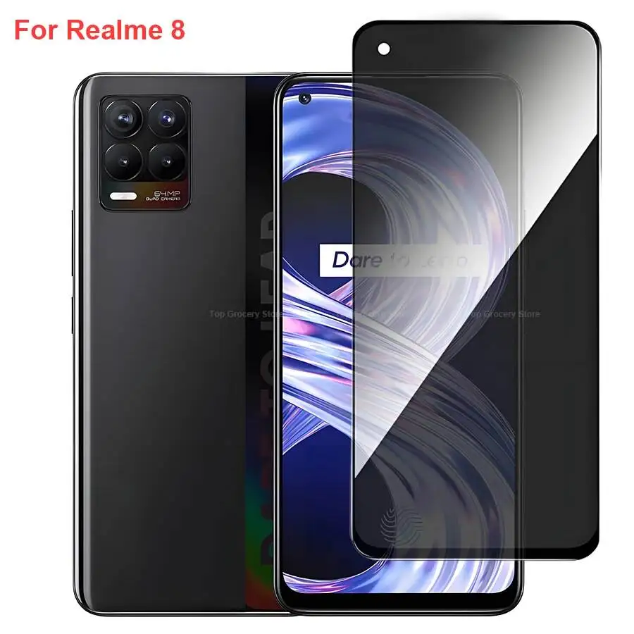

Realme 8 RMX3085 Anti Spy Privacy Tempered Glass Protector Compatible For Realme8 Full Cover Screen Phone Film