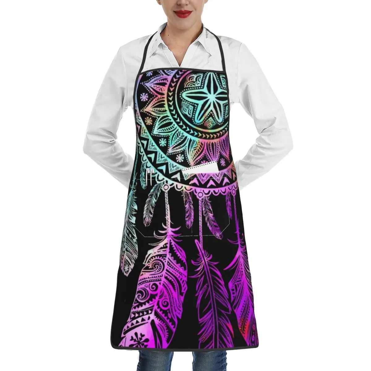 男性と女性のためのノースリーブの調理エプロン,大きなドリームキャッチャー,キッチン,レストラン,家庭,クリーニングツール,商品,男性