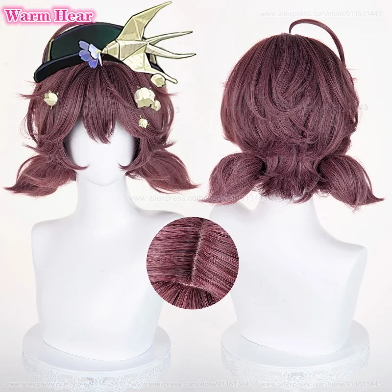 

Game Flutterpage Synthetic Hair Short 30cm Purple Brown Cosplay Anime Wig Heat Resistant Hair Halloween Party Wigs + A Wig Cap