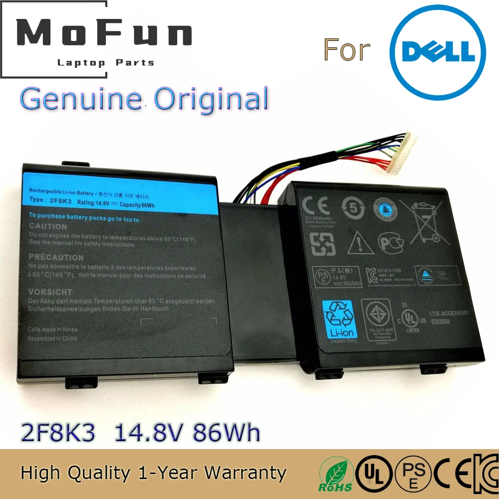 

Brand New Original 2F8K3 14.8V 86Wh Laptop Battery for Dell Alienware 17 17X M17X R5 18X M18X R3 P18E