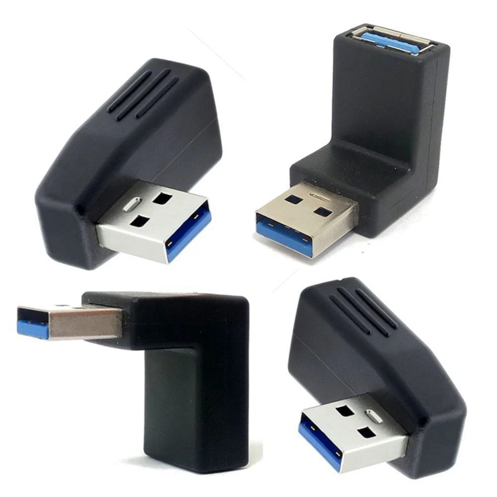 Adaptador de enchufe macho a hembra para ordenador portátil y PC, 90 grados, ángulo izquierdo y derecho, USB 2,0, USB 3,0, envío directo