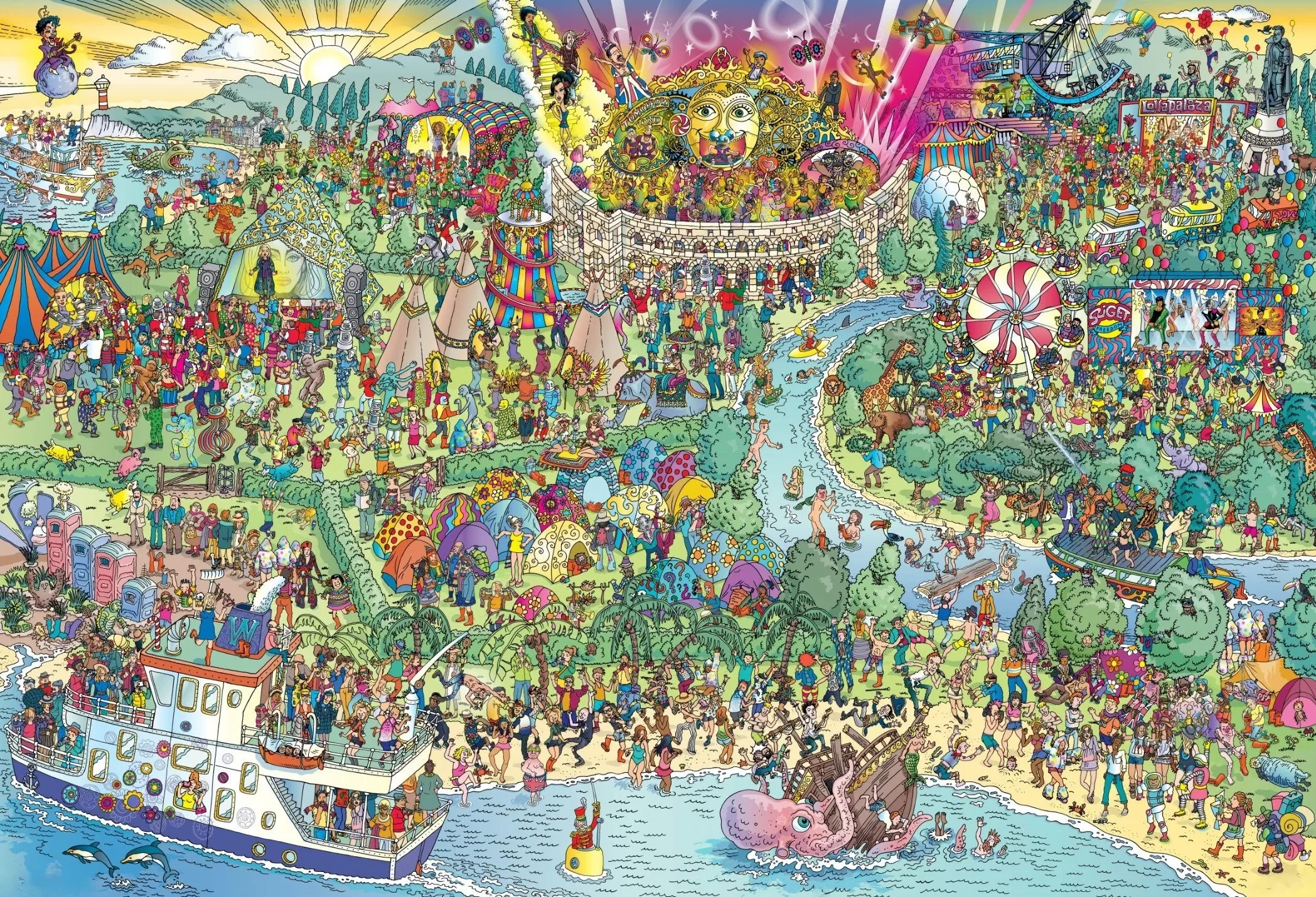 Festival Wheres Waldo, Print Art Canvas Poster,Living Room Decor, Home Wall Picture
