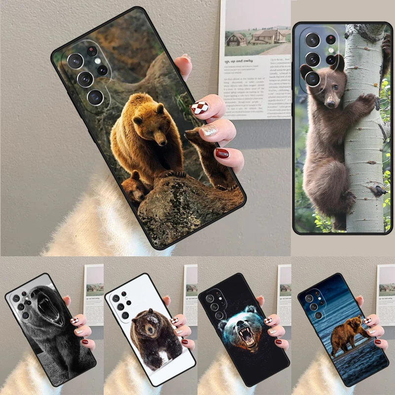 Cute Grizzly Bear Phone Case for Samsung Galaxy note 10 pro S26 Ultra S23 S24 FE S25 S21 S22 PLUS shockproof Cove