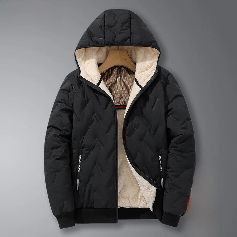 

Men's Autumn Winter Thiened Warm Cotton Jaet aphene Windproof Coldproof Hooded Fce Lined Outerwear Faion Urban Sle