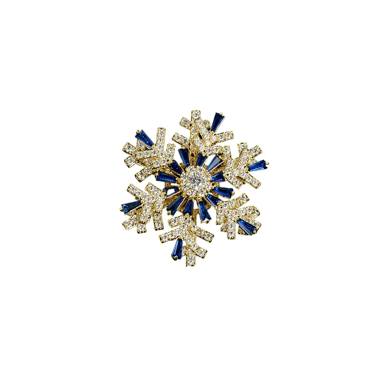 High-end exquisite rotating Snowflake Brooch women's design sense niche suit corsage pin fashion accessory