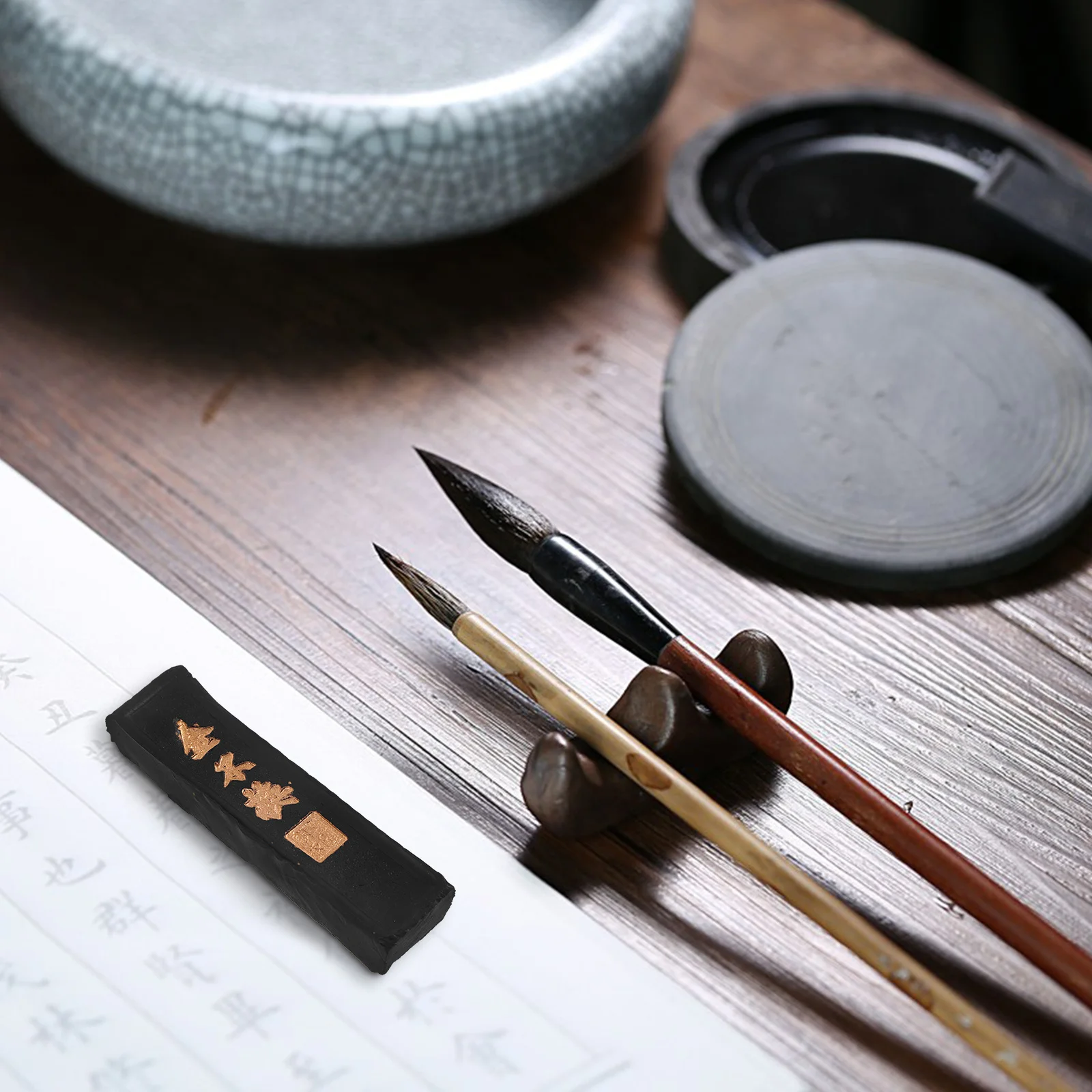 Premium Chinese Ink Block Natural Scent Firm Fine Smoke Long-Lasting Art Supply for Calligraphy Practice Painting Student