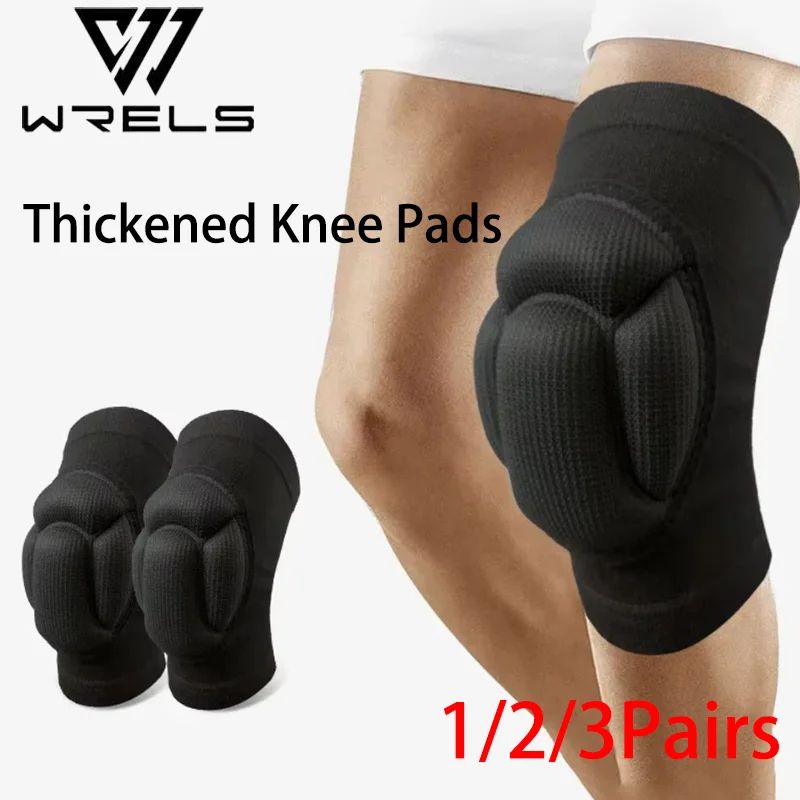 1/2/3Pairs Thickened Knee Pads Elastic Anti-collision Sponge Non Slip Basketball Knee Pads Skating Breathable Knee Protector