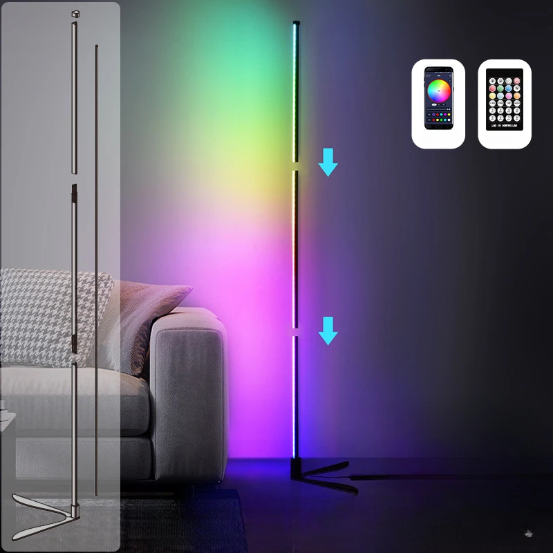 RGB Floor Lamp Three Splicing Minimalist Table Lamp Bedroom KTV Bar Room Decor Atmosphere Lamp Remote with Dimmable Corner Light