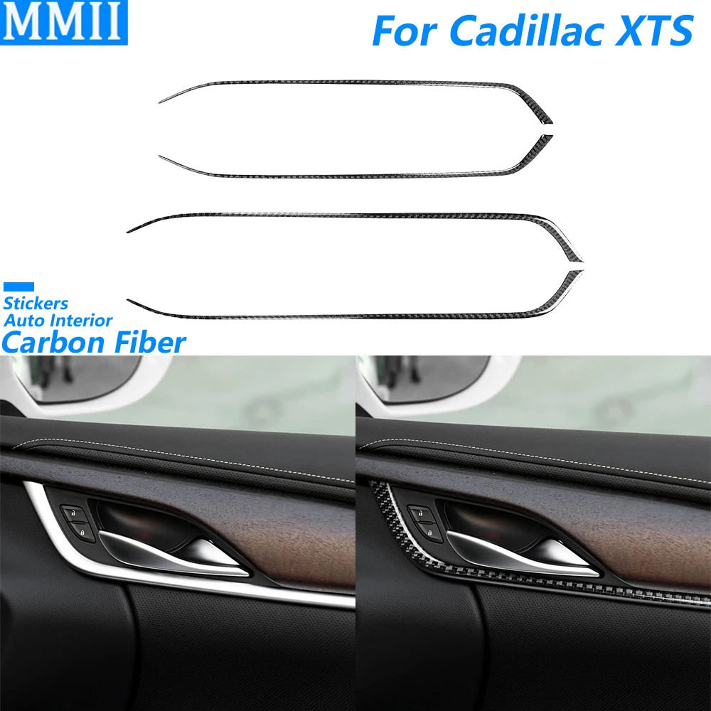 

For Cadillac XTS 2013-2019 Carbon Fiber Door Handle Lower Panel Decorative Strips Car Interior Accessories Decoration Sticker