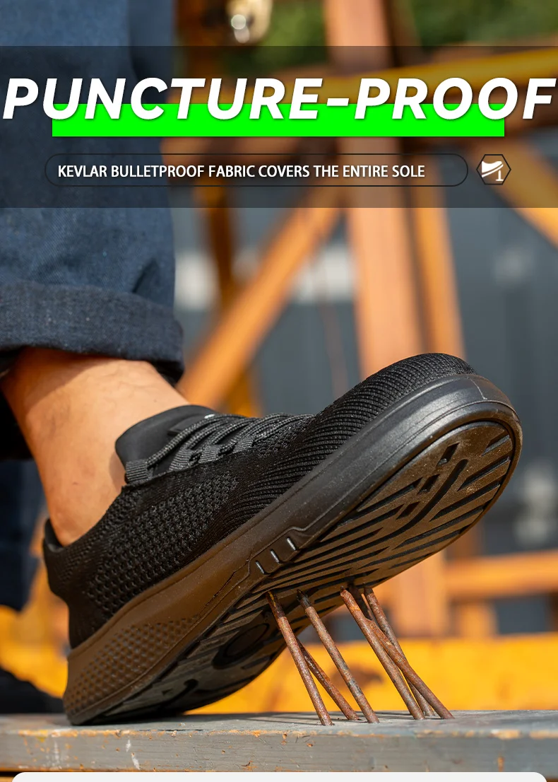 Neue rutschfeste Arbeitsschuhe für Herren, Stahlkappenschuhe, durchtrittsichere Arbeitsschuhe für die Baubranche, bequeme Sportschuhe für Herren – Detail 9