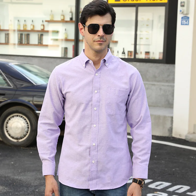 Hot-Selling Men's Zipper Shirt Oxford Fabric Hidden Zipper Fake Button Long Sleeve Casual Shirt for Men