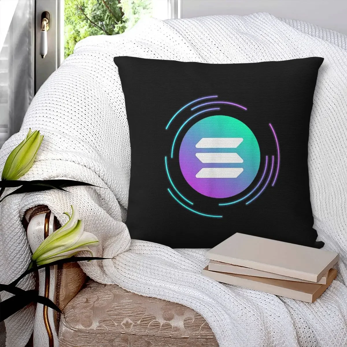 

Solana Cryptocurrency - Solana SOL Square Pillowcase Pillow Cover Polyester Cushion Decor Comfort Throw Pillow for Home Car