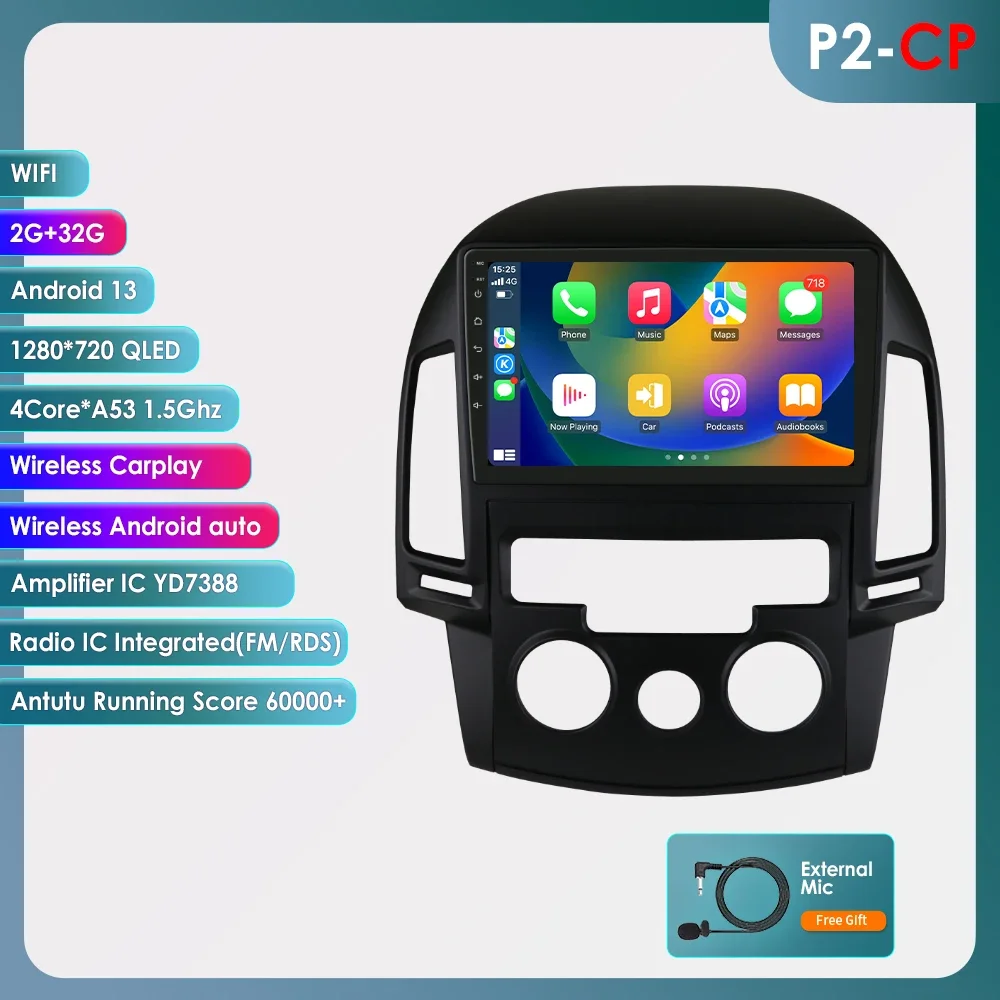 2din Android 13 Auto Radio Voor Hyundai I30 Op Mt 2006-2011 Auto Multimedia Speler Auto Carplay Autoradio Navigatore Gps Dsp 8581a