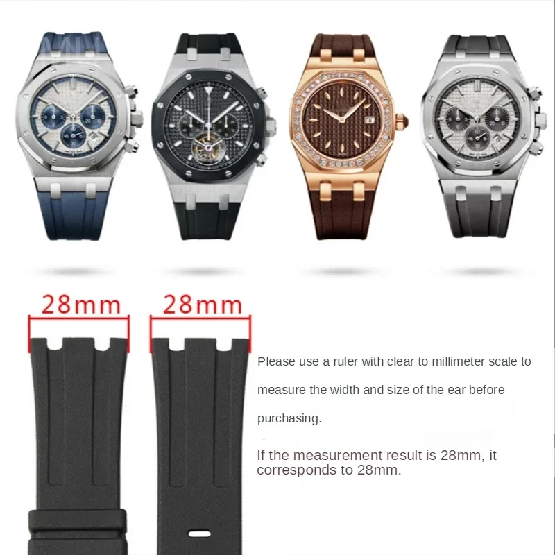 Durable Rubber Silicone Watch Strap for Audemars Piguet Royal Oak Offshore 15703 26020 26170 26178 26470 26471 28mm Watchband