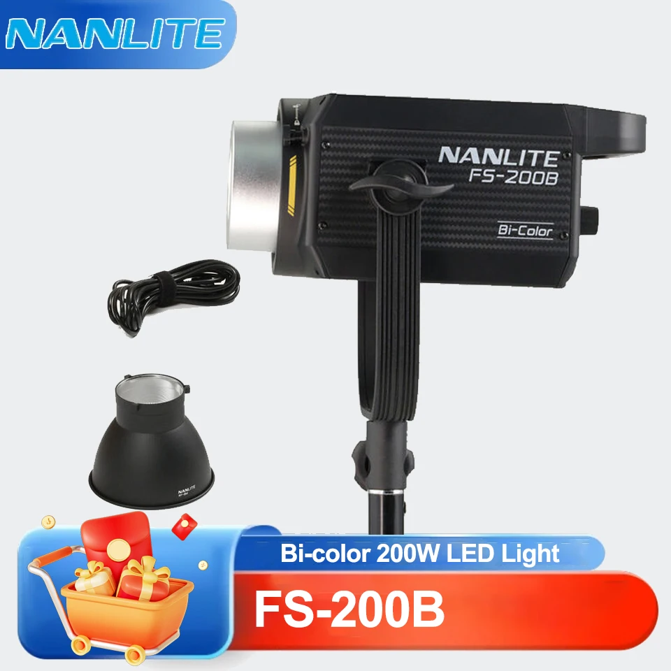 

Видеосвет Nanlite FS-200B с изменяемой цветовой температурой от 2700K до 6500K, CRI96, TLCI97, для видеосъемки, фотостудий и прямых трансляций