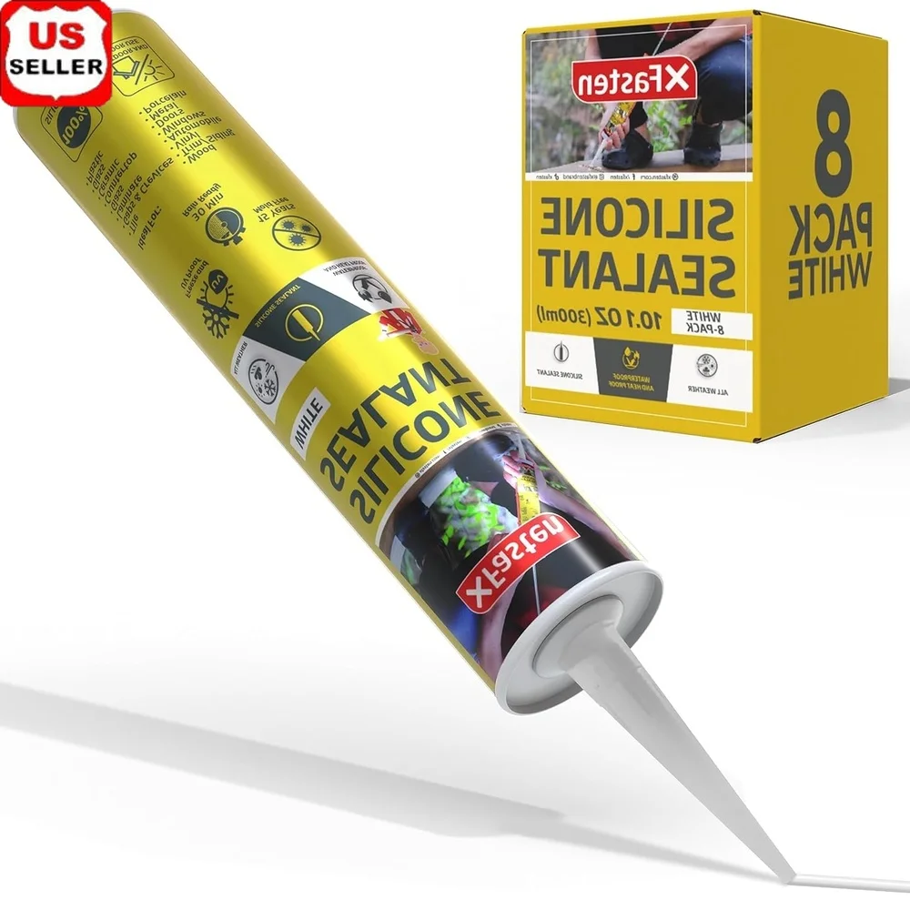 

Waterproof Silicone Caulk 10.1oz Odorless Sealant 100% Silicone 8-Pack Marine Caulk RV Aquarium Exterior Caulking Quick Cure