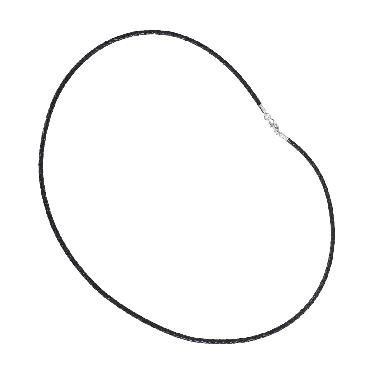 Image 6: ABQR Jewelry Collier pour hommes - Cordon de 3 mm - Cuir - Acier inoxydable - pour homme - Couleur Noir Argent - Avec sac cadeau - 60 cm