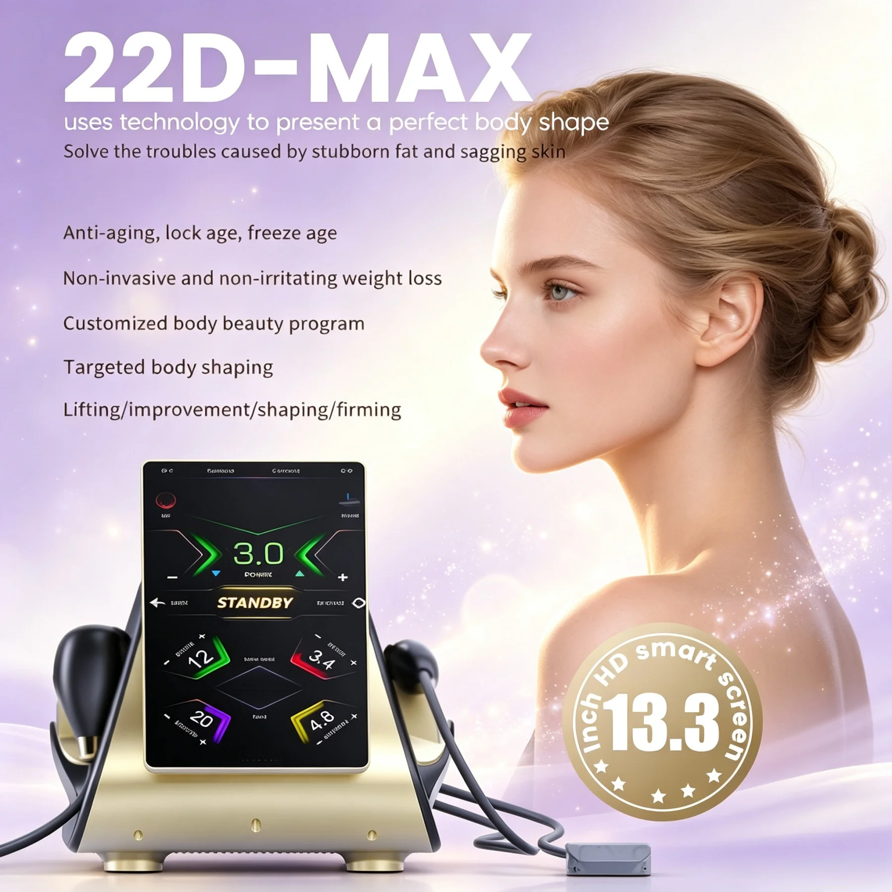 Professional Facial and Body Stretching Equipment 2 in 1 Face Lift 22d Max, Advanced Treatment for Beauty Salons and Aesthetics.